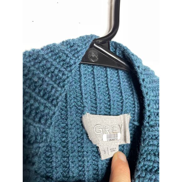 GREY by Jason Wu 100% Wool THICK Teal Blue Sweater Size Small Chunky Kint - Picture 3 of 6